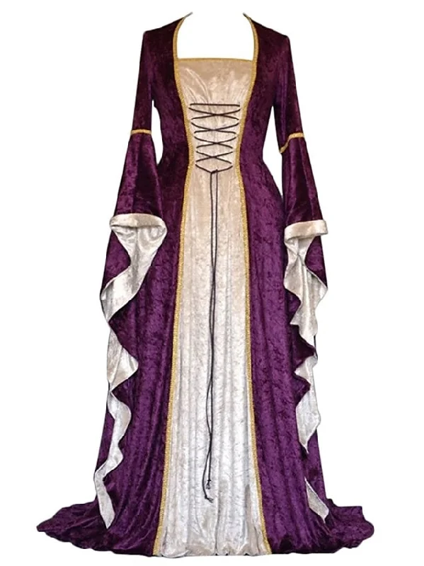 Retro Ball Gown Square Neck Long Sleeves Floor-Length Halloween Performance Costumes Dress Retro Ball Gown Square Neck Long Sleeves Floor-Length Halloween Performance Costumes Dress