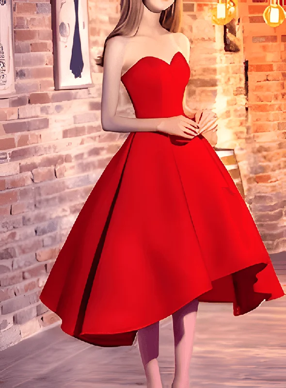 2023 Red Sweetheart High Low Homecoming Dress/Prom Dress for Freshman