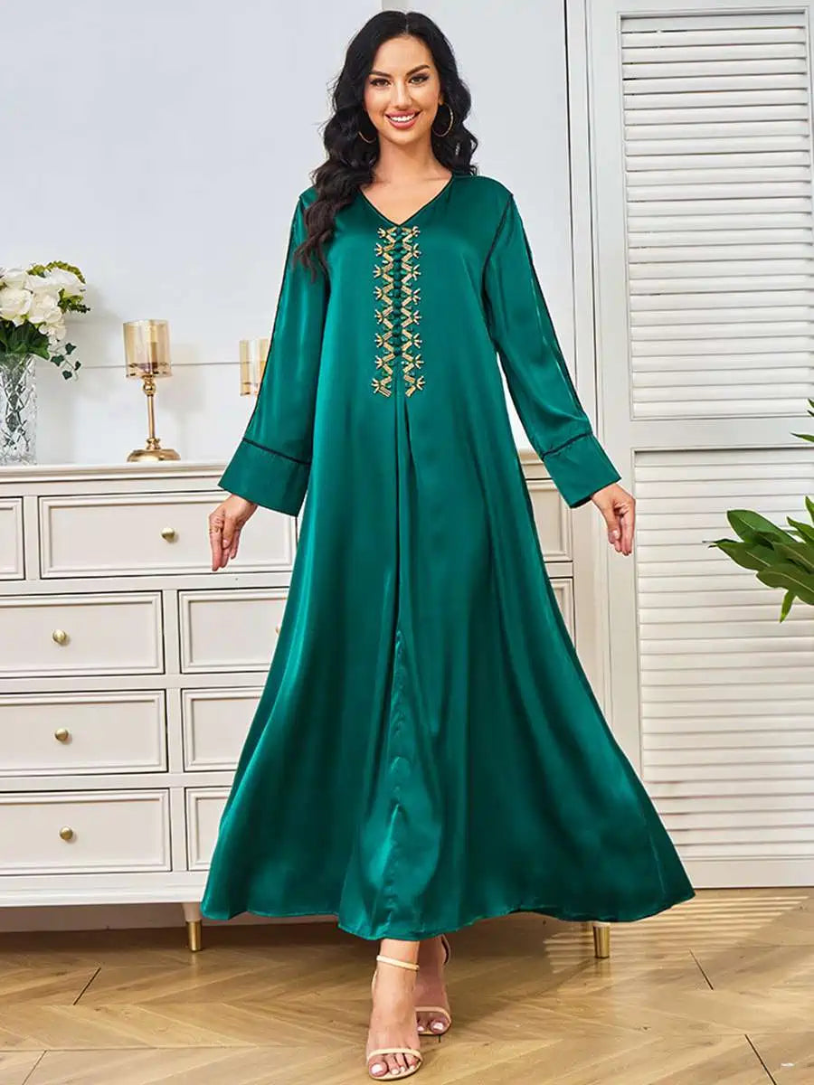 Eid Rhinestone Beads Caftan Kaftan Dress #25247