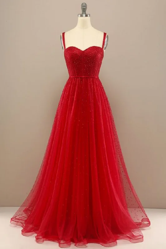 Sparkly Long Red Juniors Prom Dress