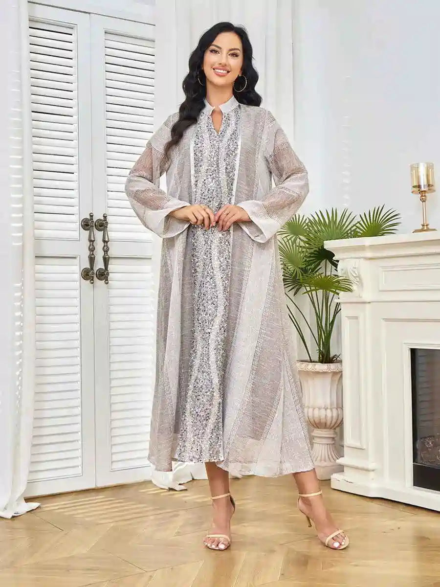 Eid Sequins Mesh Caftan Kaftan Dress For Party And Wedding #25396