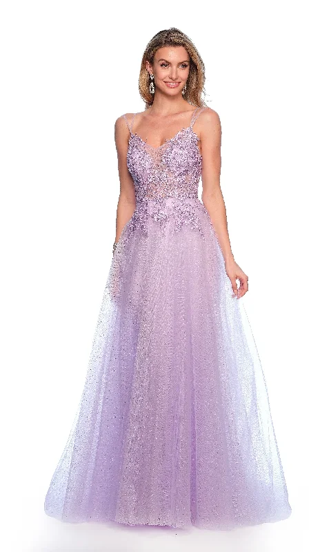 Long Lilac Prom Dress: Dave & Johnny 11686
