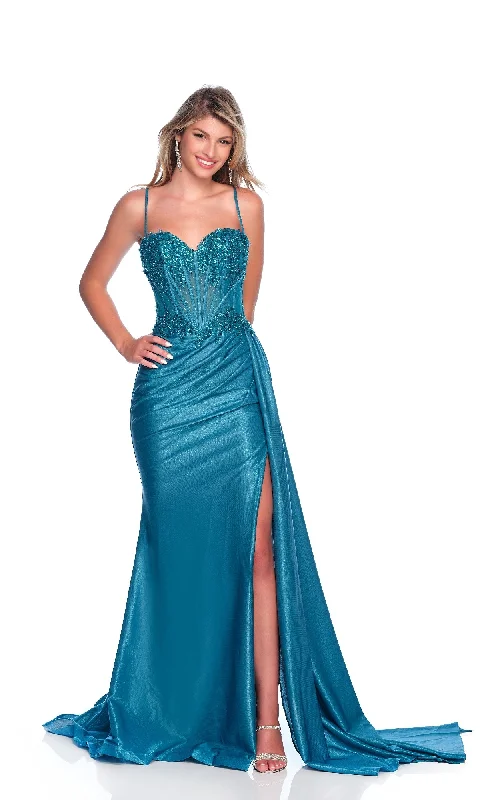 Long Teal Prom Dress: Dave & Johnny 12247