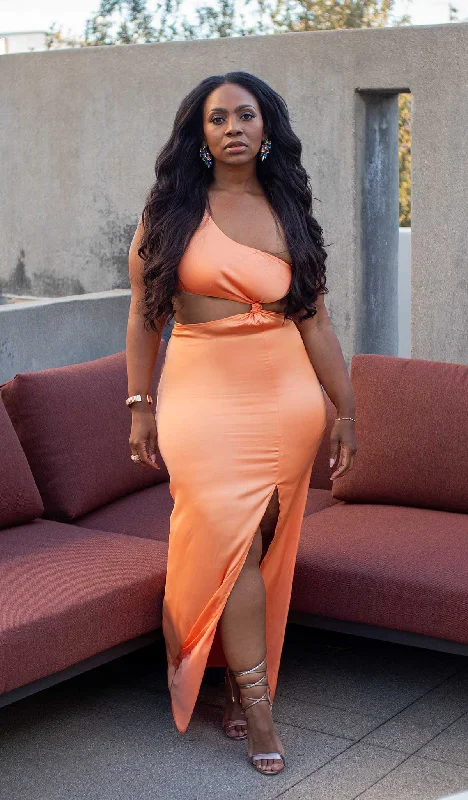 Just Peach Me |  Satin Knot Dress