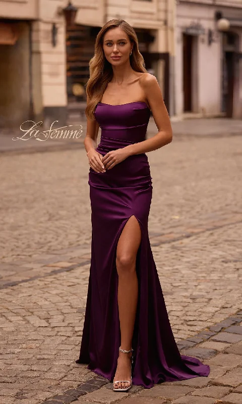 Strapless Long Satin Prom Dress: La Femme 32952
