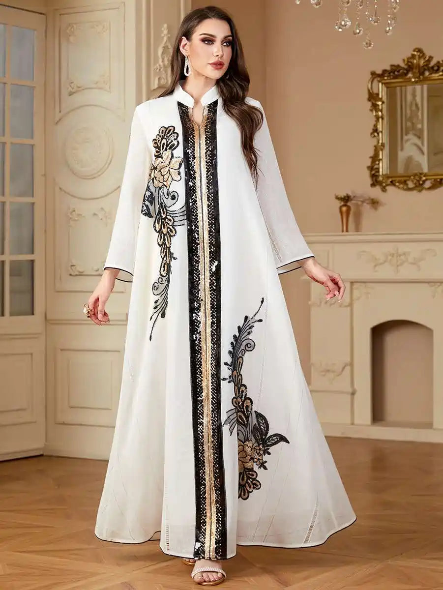 Eid Embroidery Sequins Caftan Kaftan Dress #244175