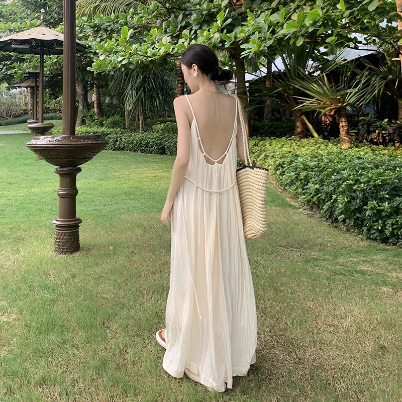 Bonnyshow Women's Casual Dresses Summer Solid Color Sexy Halter Backless Dress Ruffle Loose Backless Party Beach Holiday Long Dresses Bonnyshow Women's Casual Dresses Summer Solid Color Sexy Halter Backless Dress Ruffle Loose Backless Party Beach Holiday Long Dresses