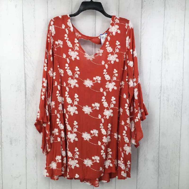 M Embroidered flutter slv dress