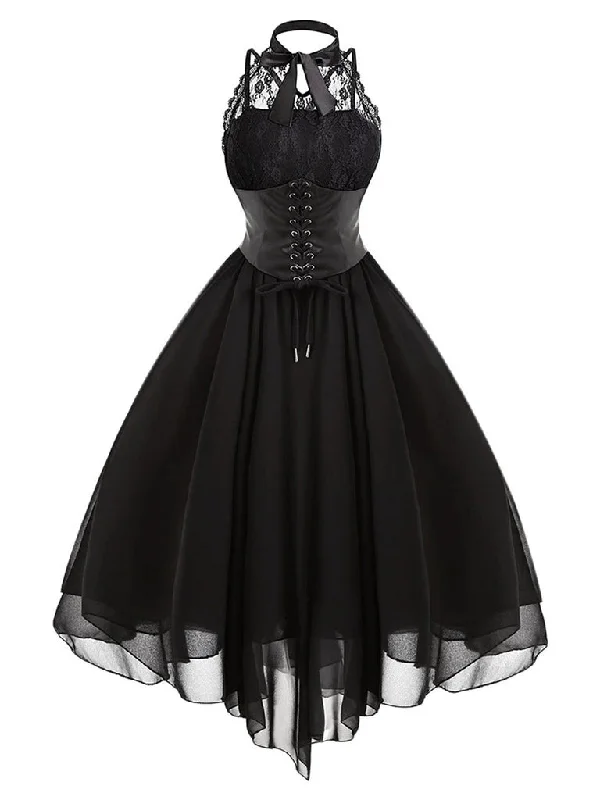 A-Line/Princess Round-Neck Sleeveless Asymmetrical Halloween Performance Costumes Dress with Bowknot A-Line/Princess Round-Neck Sleeveless Asymmetrical Halloween Performance Costumes Dress with Bowknot