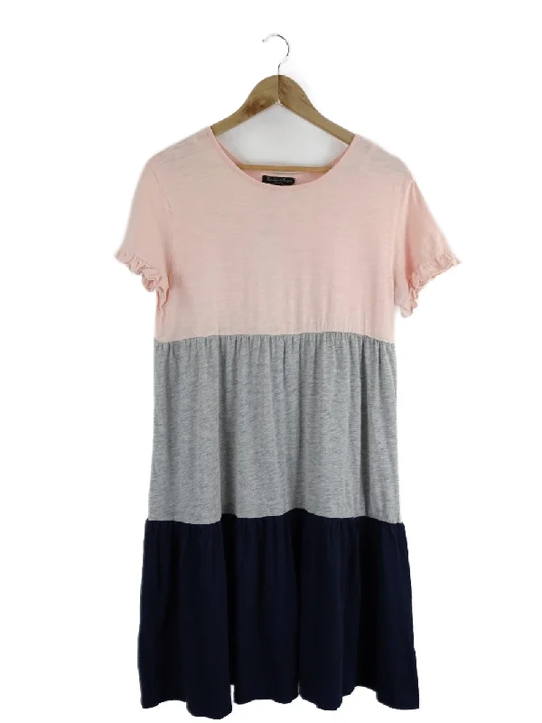 Caroline Morgan Pink, Grey and Navy Smock Dress 10