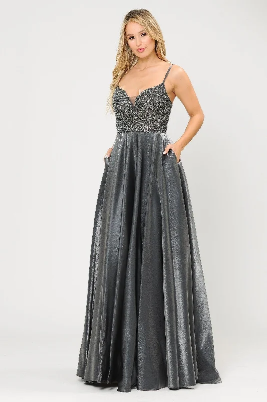 Long Sweetheart Dress with Beaded Bodice by Poly USA 8674