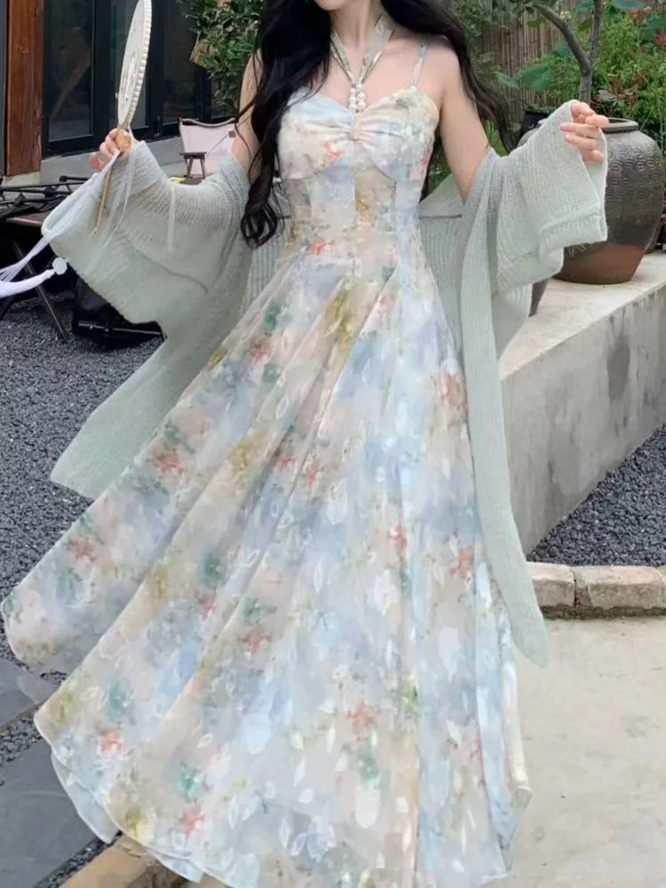 TAVIMART  -  Women Elegant Casual Floral Dress Sleeveless Vintage Chic A-Line Party Beach Holiday Vestidos Female Spring Summer Clothes New