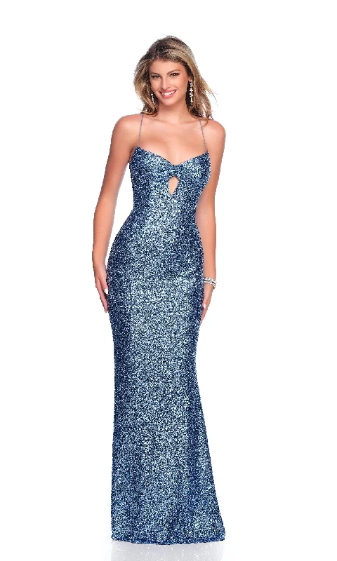 Blue Sequin Prom Dress: Dave and Johnny 12080