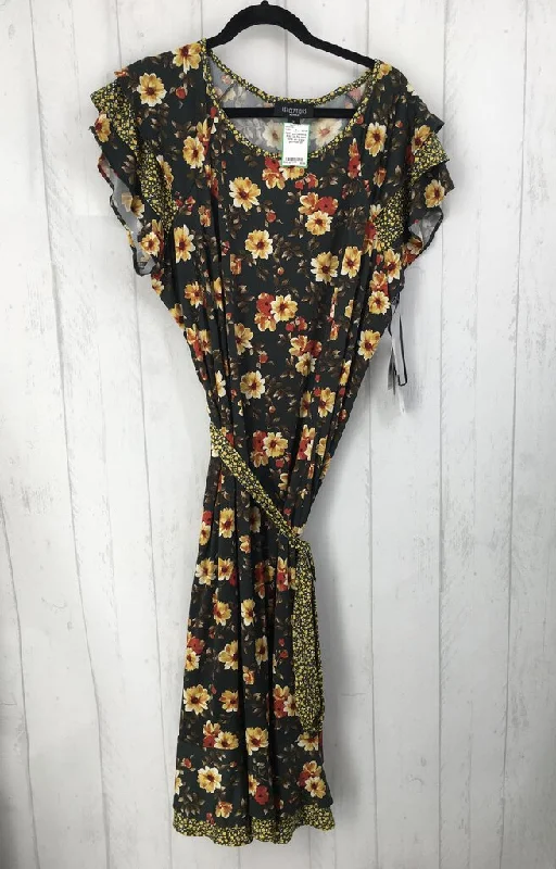 R104 2X Flo print fluter slv dress