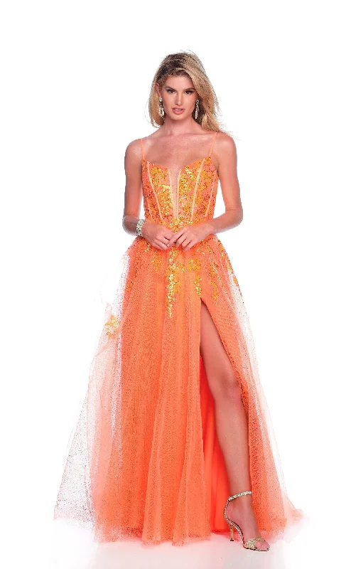 Long Orange Prom Dress: Dave and Johnny 12008