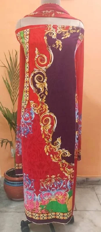 Purple Pink Velvet Printed Dress Material V101