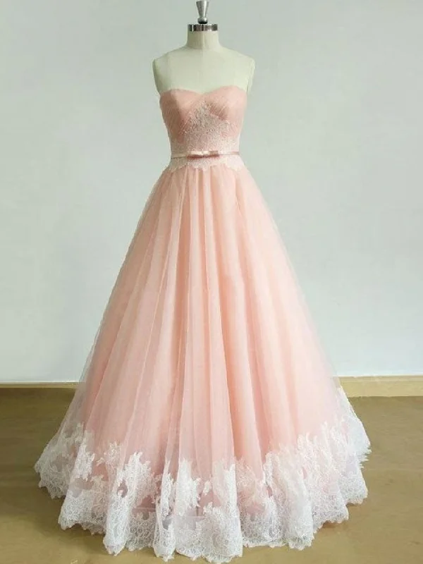 Strapless Blush Pink Tulle Prom Dress 8th Grade Dance Dress