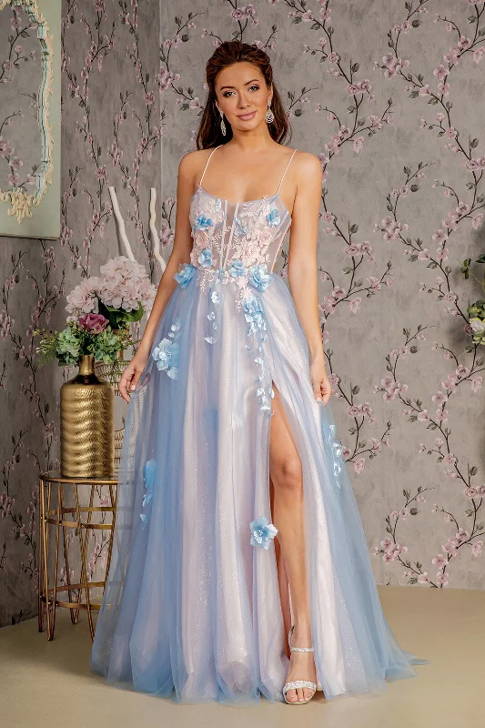 Enchanting A-line Dress with 3D Floral Embellishments by Gloria GL