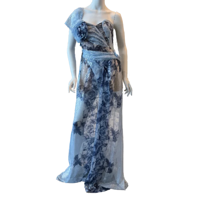 Blue & White Watercolor Sequin Dress
