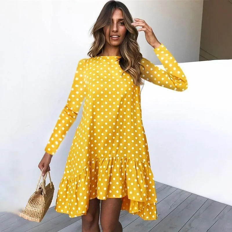 Autumn Fashion Long Sleeve Polka Dot Dress For Women