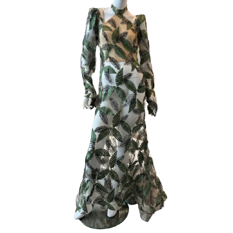 Green/Black Leaf Pattern Dress