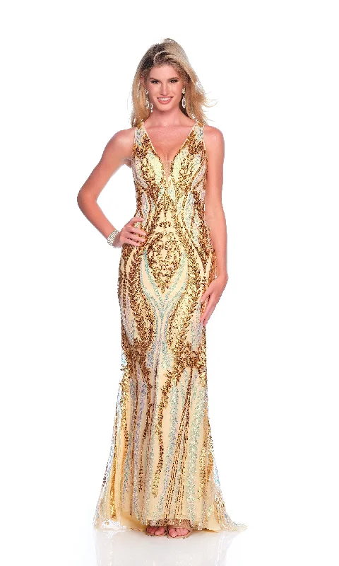 Gold Prom Dress: Dave and Johnny 12135