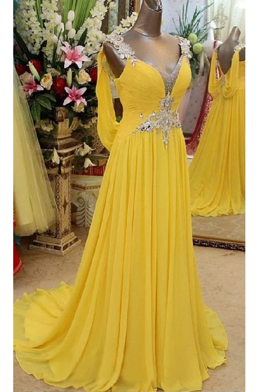 Unique Yellow 8th Grade Formal Dance Dress