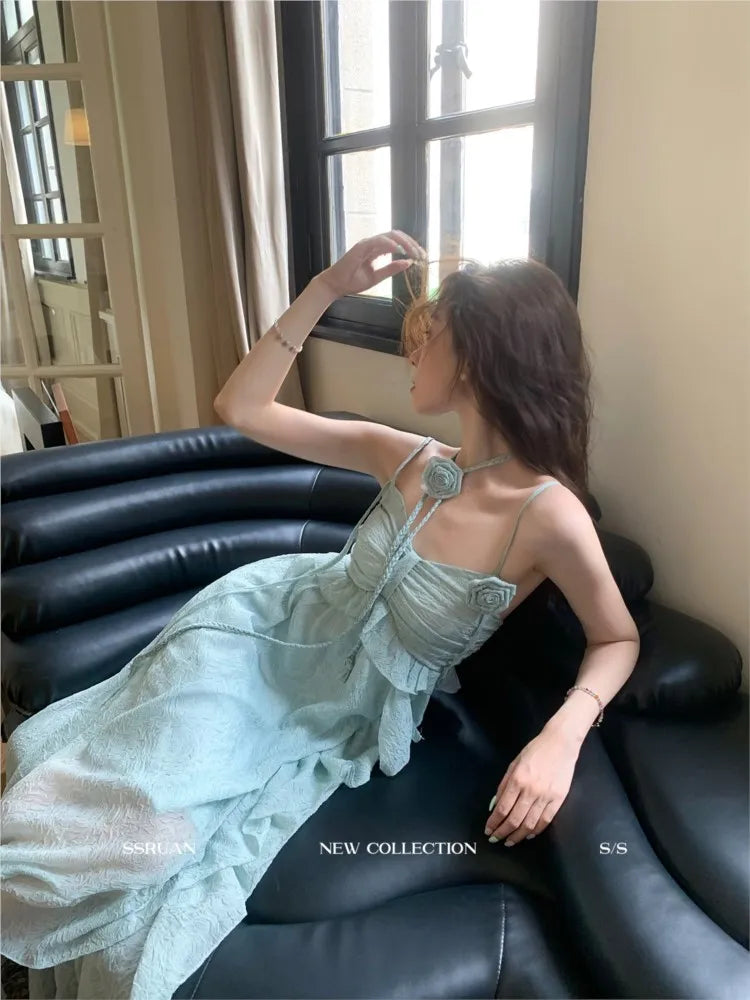 Bonnyshow Beach holiday Dress Women are popular this year beautiful dresses French temperament green fairy slip dress Bonnyshow Beach holiday Dress Women are popular this year beautiful dresses French temperament green fairy slip dress