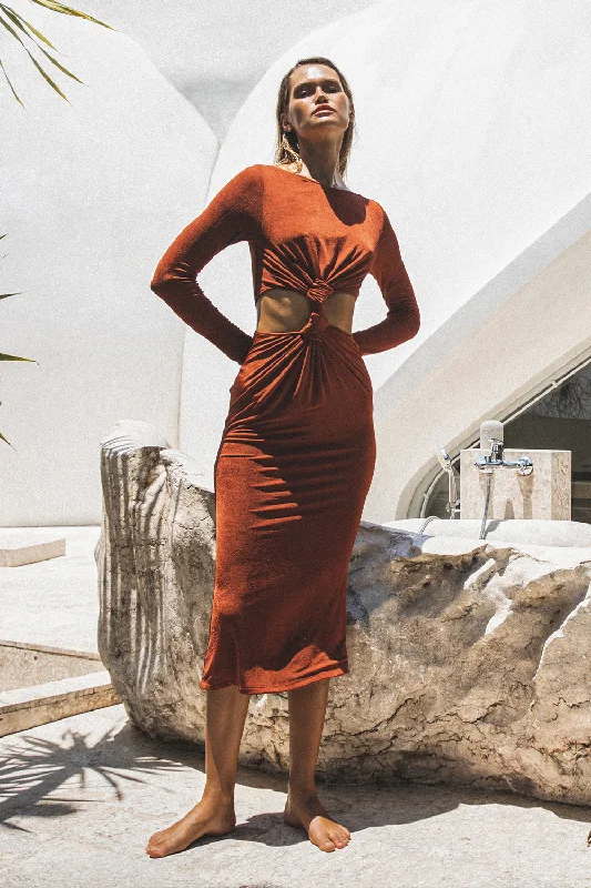 XENIA KNOT DRESS COPPER