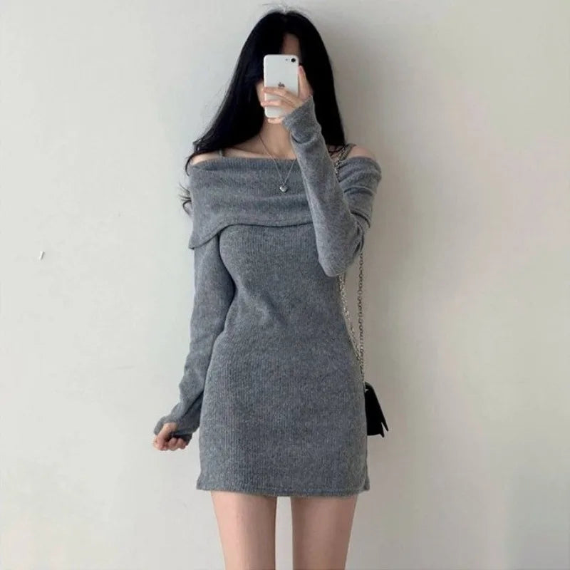 Bonnyshow Women's Dresses Bodycon Clothing Over The Shoulder Solid Female Dress Extreme Mini Crochet Sexy Daring One Knit Short Harajuku Bonnyshow Women's Dresses Bodycon Clothing Over The Shoulder Solid Female Dress Extreme Mini Crochet Sexy Daring One Knit Short Harajuku