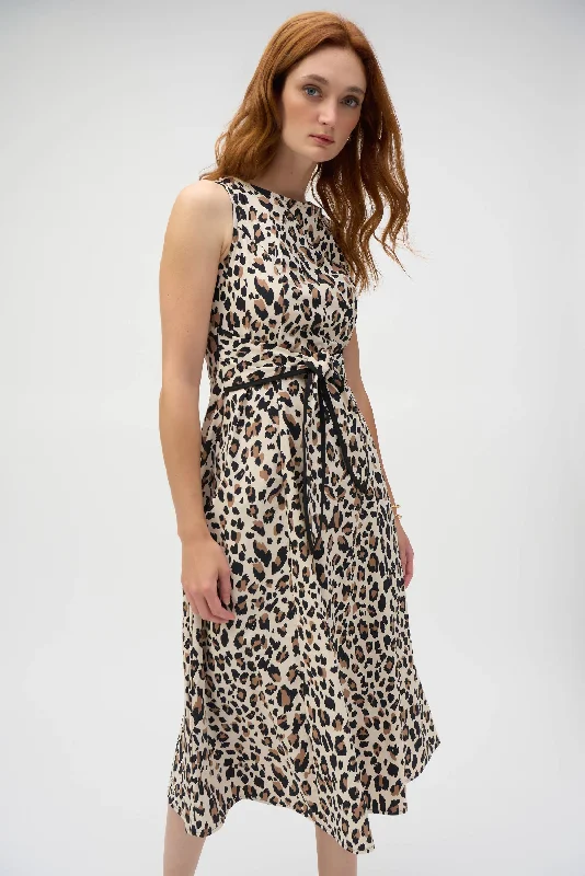 Poplin Animal Print Fit & Flair Dress