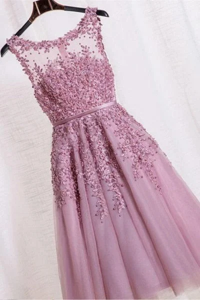 Tea Length Prom Dress Modest Prom Dress Lace Prom Dress High Neck Prom Gown