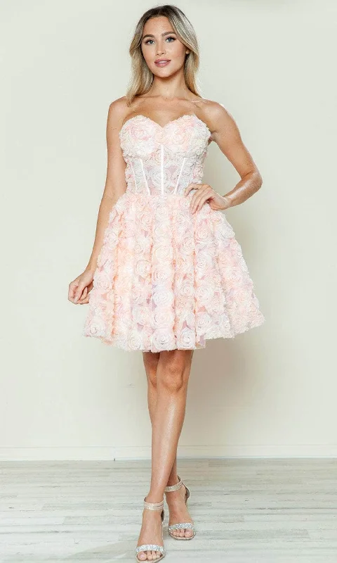 Poly USA 9638 - Floral Corset Cocktail Dress