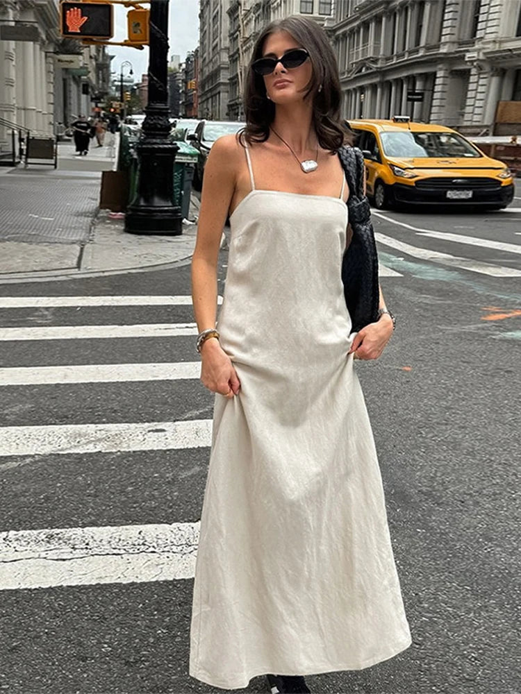 TAVIMART - Slip Dress Women Summer Cotton Lined Loose Dresses Sleeveless Thin Straps White Long Dresses Backless Beach Holiday Dresses TAVIMART - Slip Dress Women Summer Cotton Lined Loose Dresses Sleeveless Thin Straps White Long Dresses Backless Beach Holiday Dresses