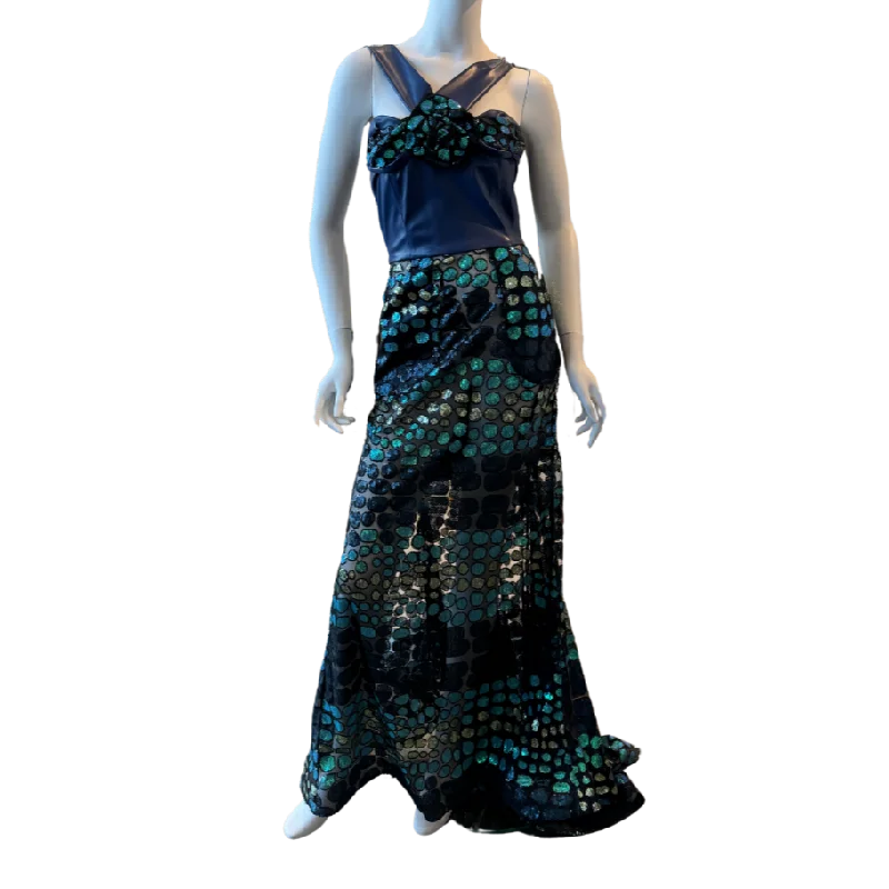 Blue Leather Mermaid Sequin Dress