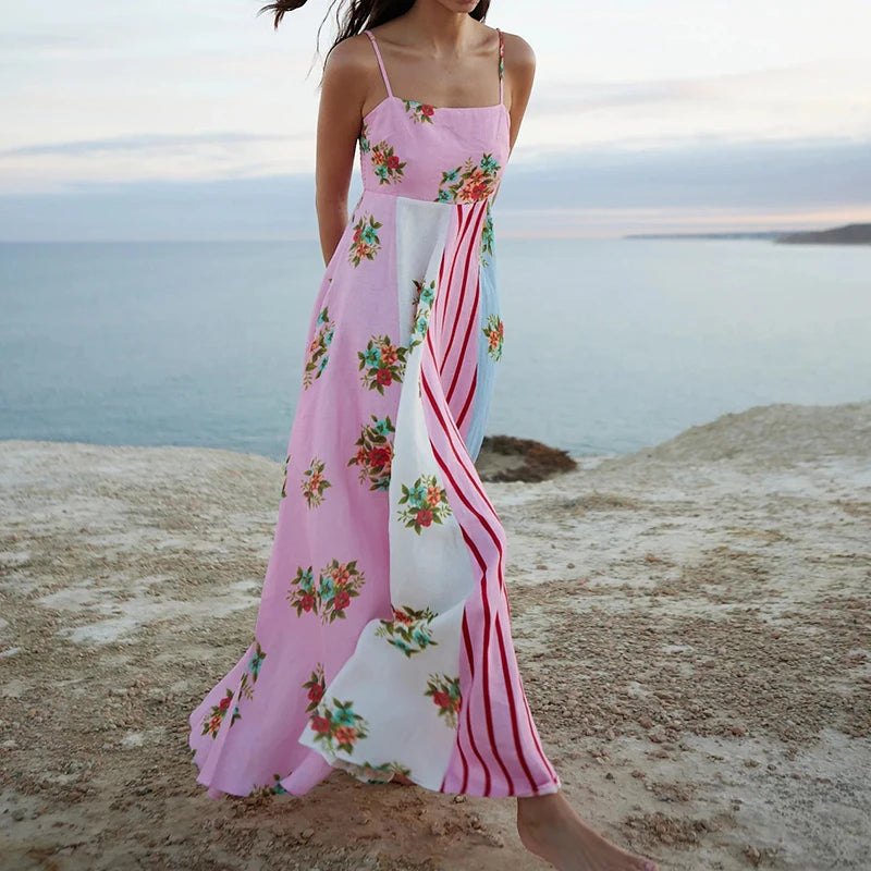 TAVIMART - Dress for Women Summer Seaside Vacation Sexy Off Shoulder Graffiti Print Sling Dress Fashion High Waisted Pleated Long Dresses TAVIMART - Dress for Women Summer Seaside Vacation Sexy Off Shoulder Graffiti Print Sling Dress Fashion High Waisted Pleated Long Dresses