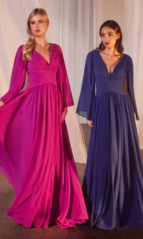 Ruched Long Chiffon Formal Dress: Ladivine CH028