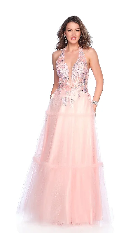 Light Pink Halter Prom Dress: Dave & Johnny 11966
