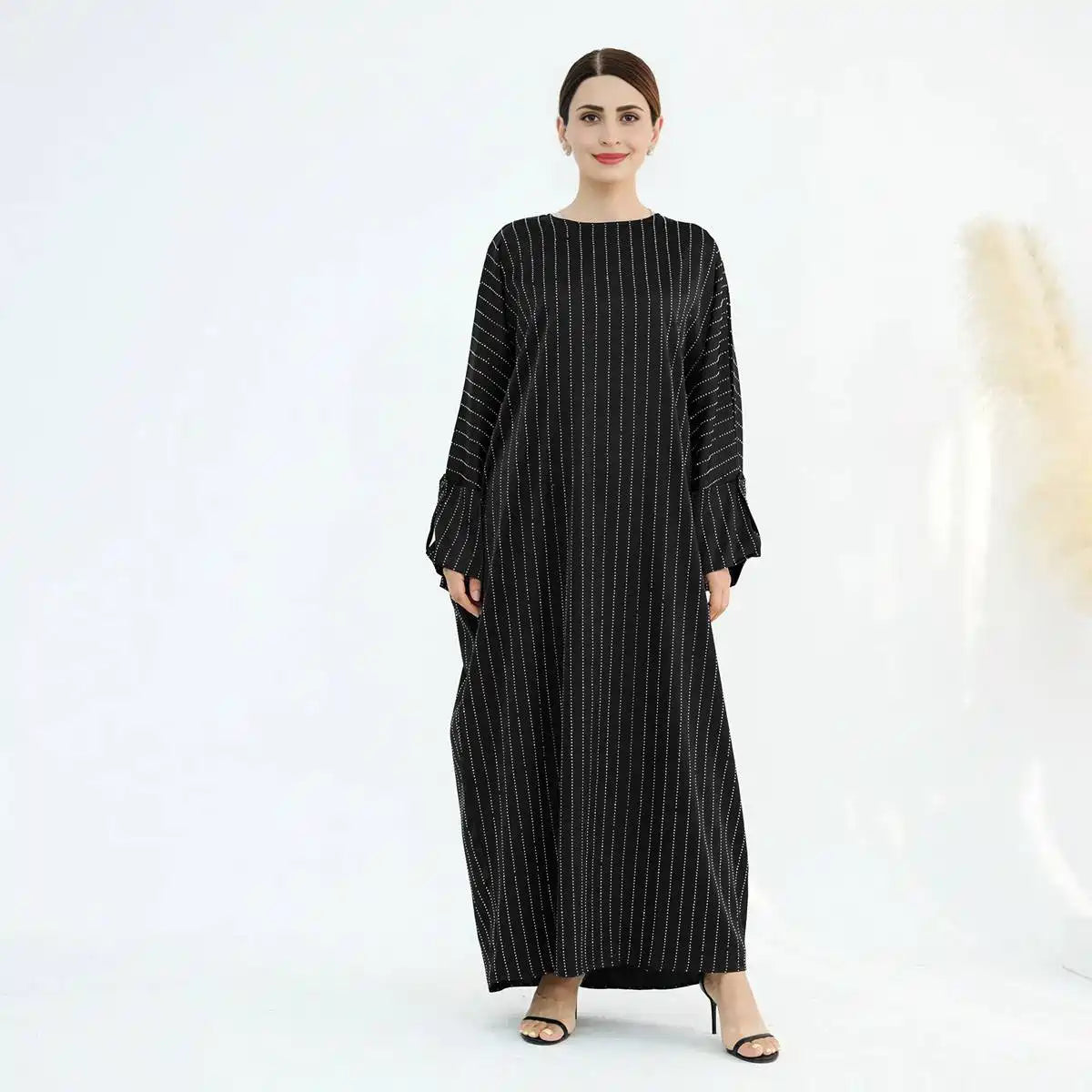 Hotfix Rhinestone Abaya Dress
