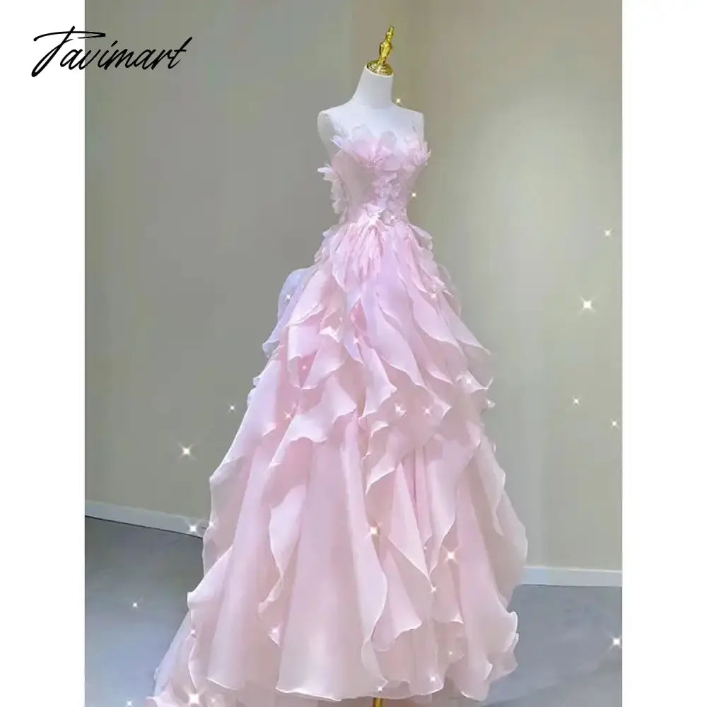 TAVIMART - Pink Princess Evening Dress Women 2024 New Banquet Style Host Dresses Light Luxury Art Exam Regular Wear Chic Vestido TAVIMART - Pink Princess Evening Dress Women 2024 New Banquet Style Host Dresses Light Luxury Art Exam Regular Wear Chic Vestido