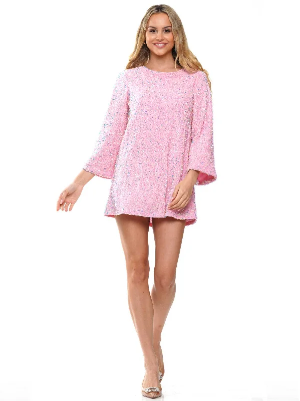 WHY D230323 Short Sequin Bow Dress