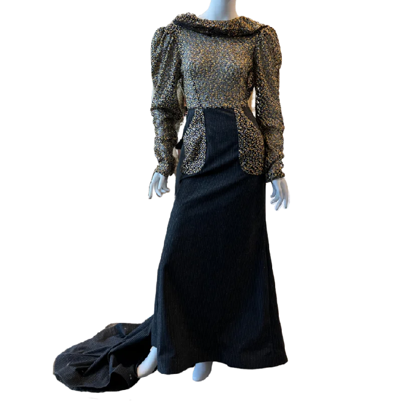 Gray Pinstripe w/Yellow Accents Dress