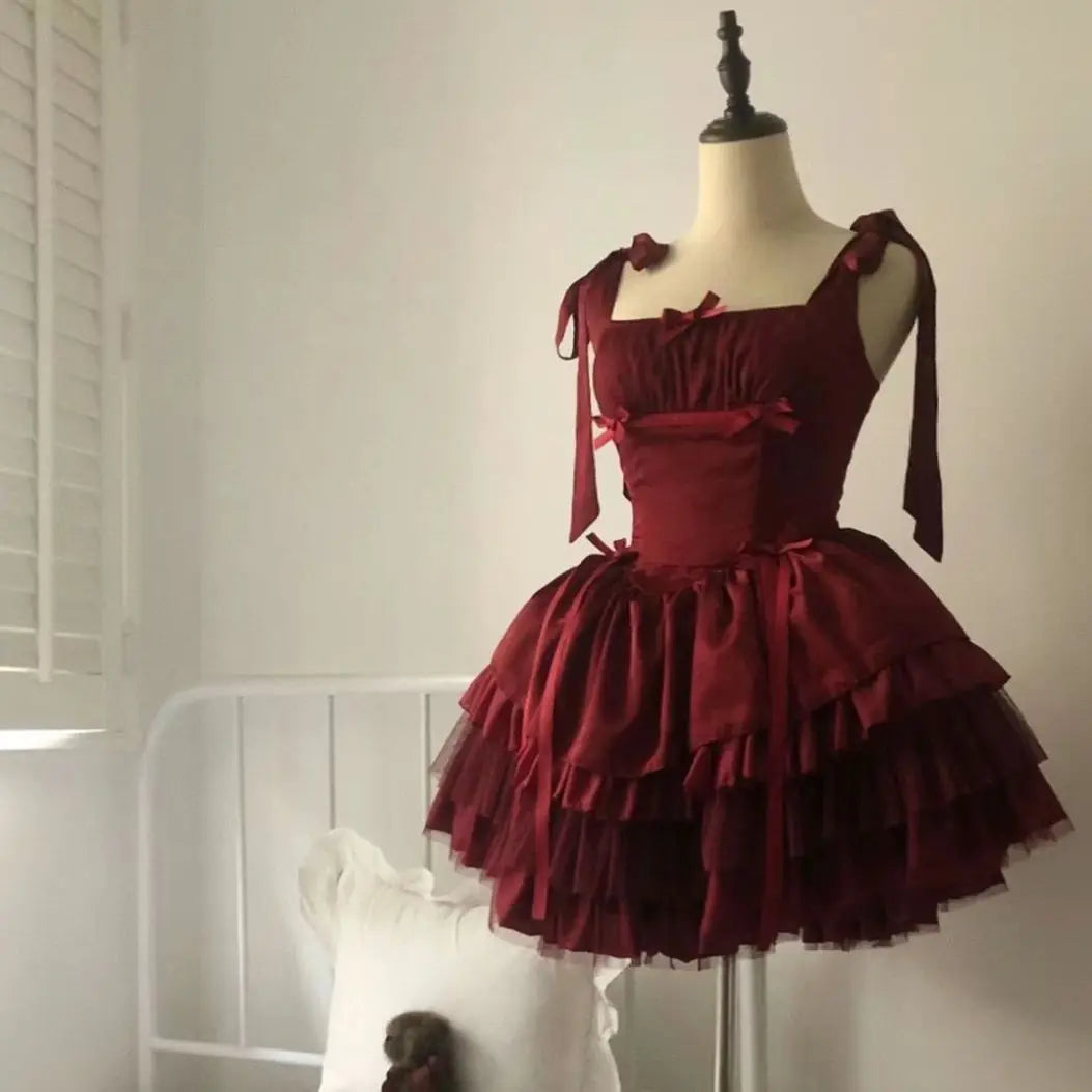Red slip dress