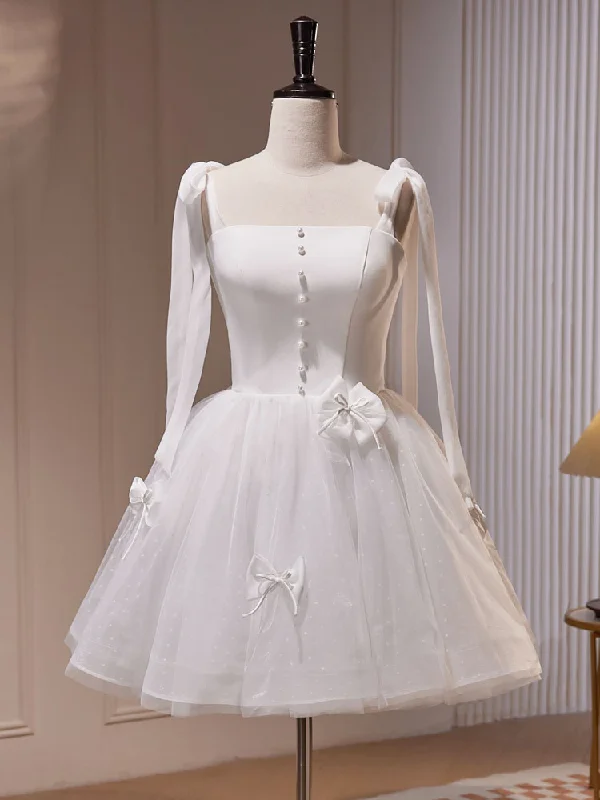Adorable Tulle Short White Occasion Dress Homecoming Dress