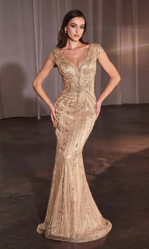 Long Beaded Formal Dress: Ladivine CA0029