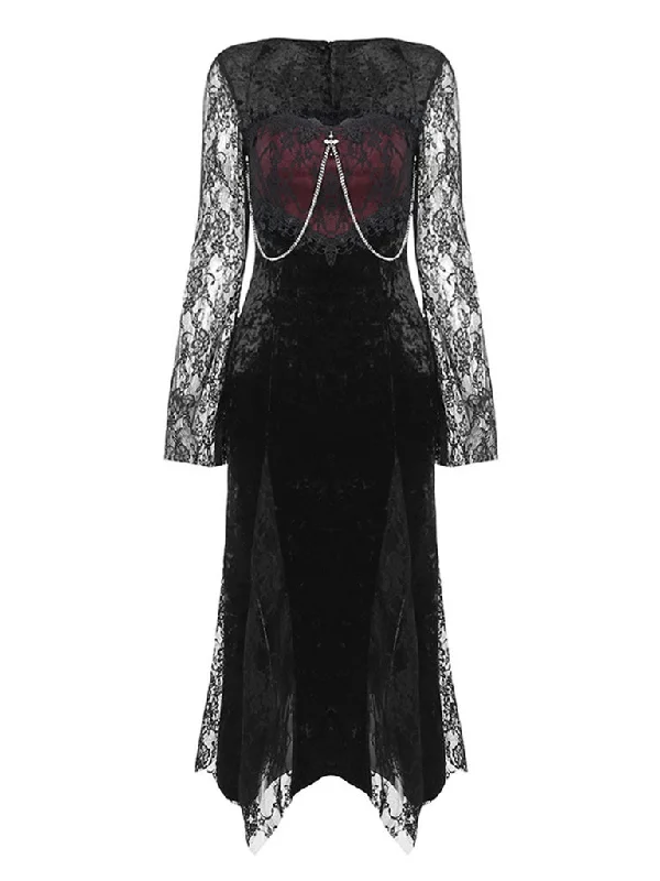 A-Line/Princess Square Neck Long Sleeves Ankle-Length Halloween Performance Costumes Dress with Lace A-Line/Princess Square Neck Long Sleeves Ankle-Length Halloween Performance Costumes Dress with Lace