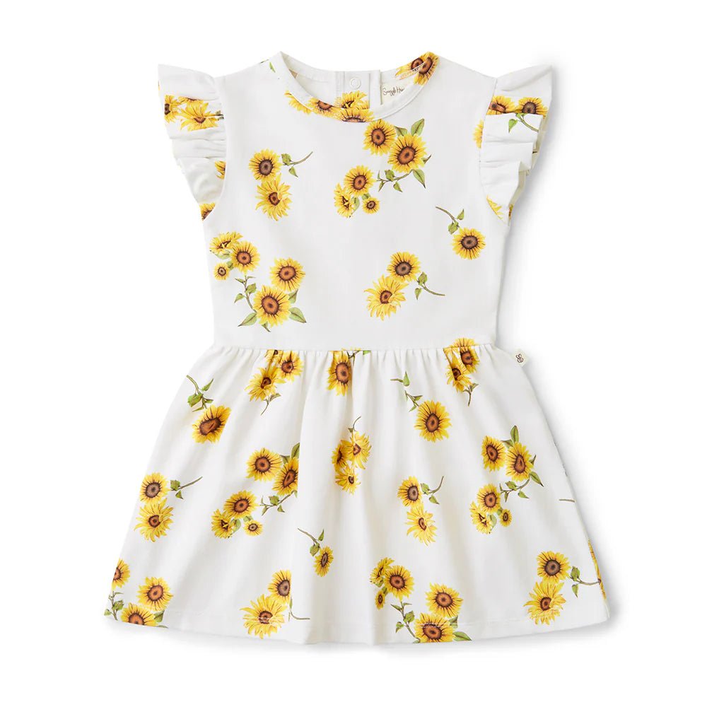 Snuggle Hunny Organic Dress With Frill - Sunflower