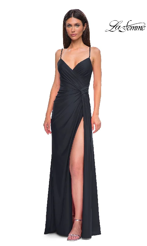 Side-Sash Lace-Up Long Prom Dress: La Femme 32977