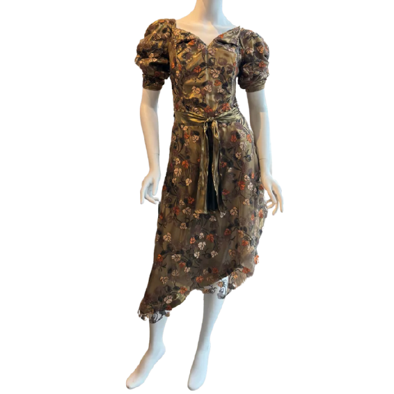 Bronze Floral Sequin Cocktail Dress