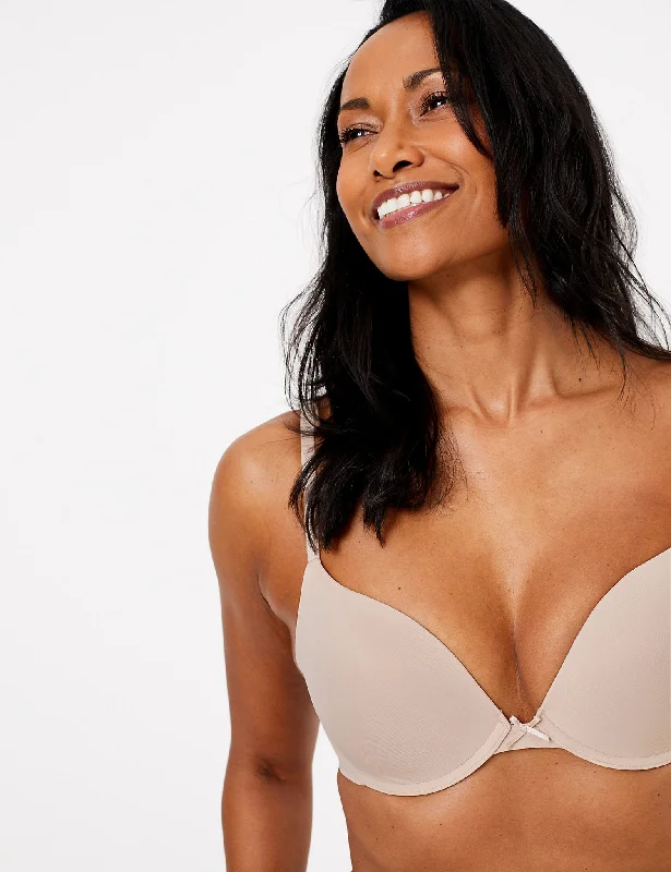 2 Pack Padded Push-up Plunge T-Shirt Bras AA-E Boxy Fit Fitted Loose
